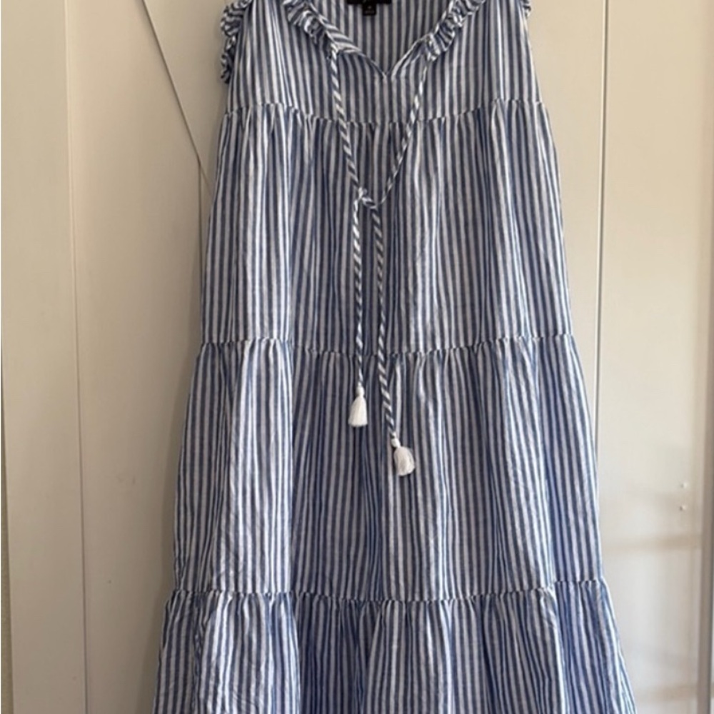 J. Crew Blue and White Striped Dress